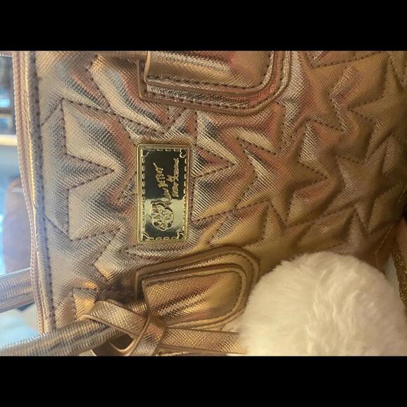 Betsy Johnson Rose Gold Handbag with Pom Pom - Removable Crossbody - Picture 12 of 14